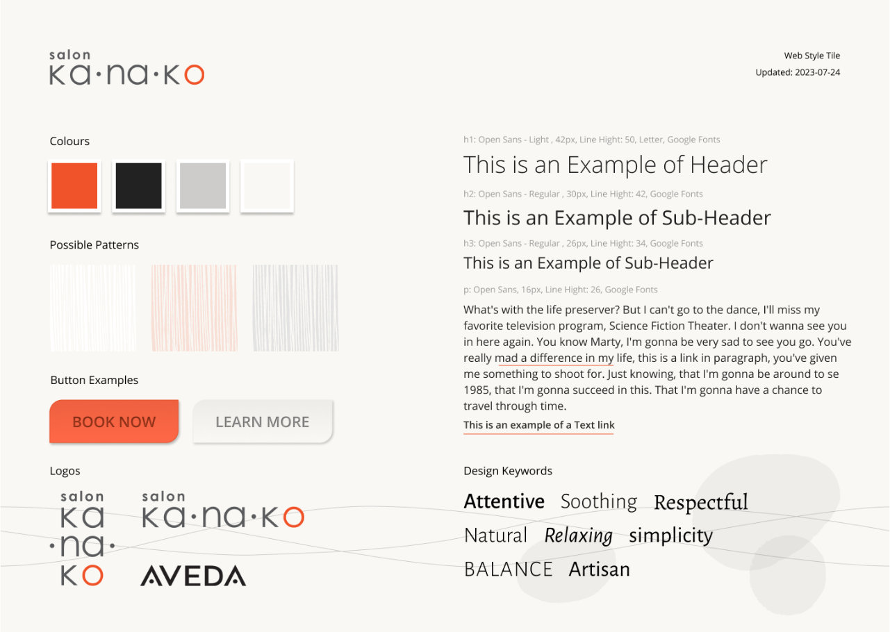 Salon Kanako - Website Style Tile
