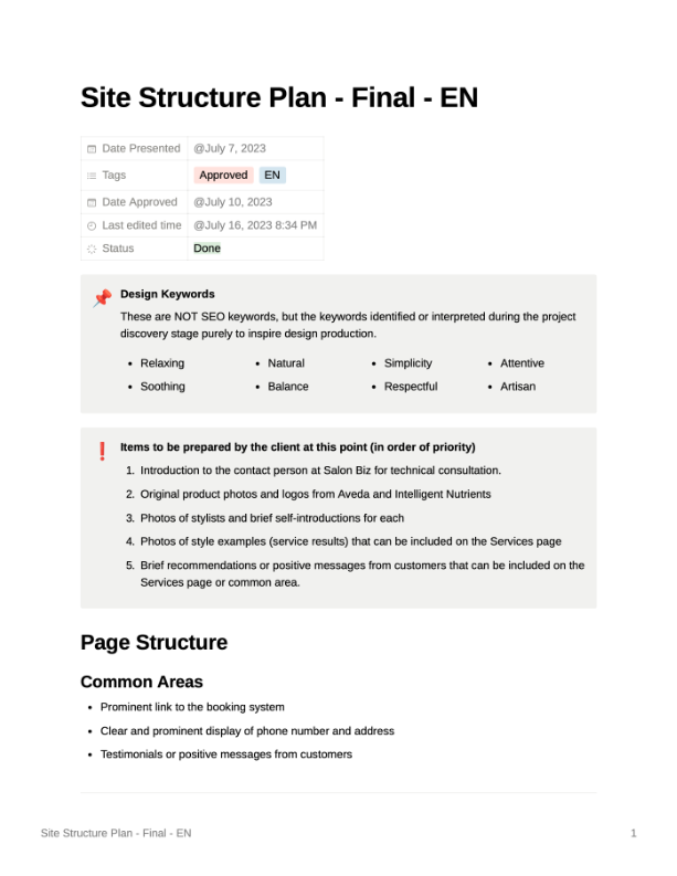 Salon Kanako - Website Structure Plan - final - 1